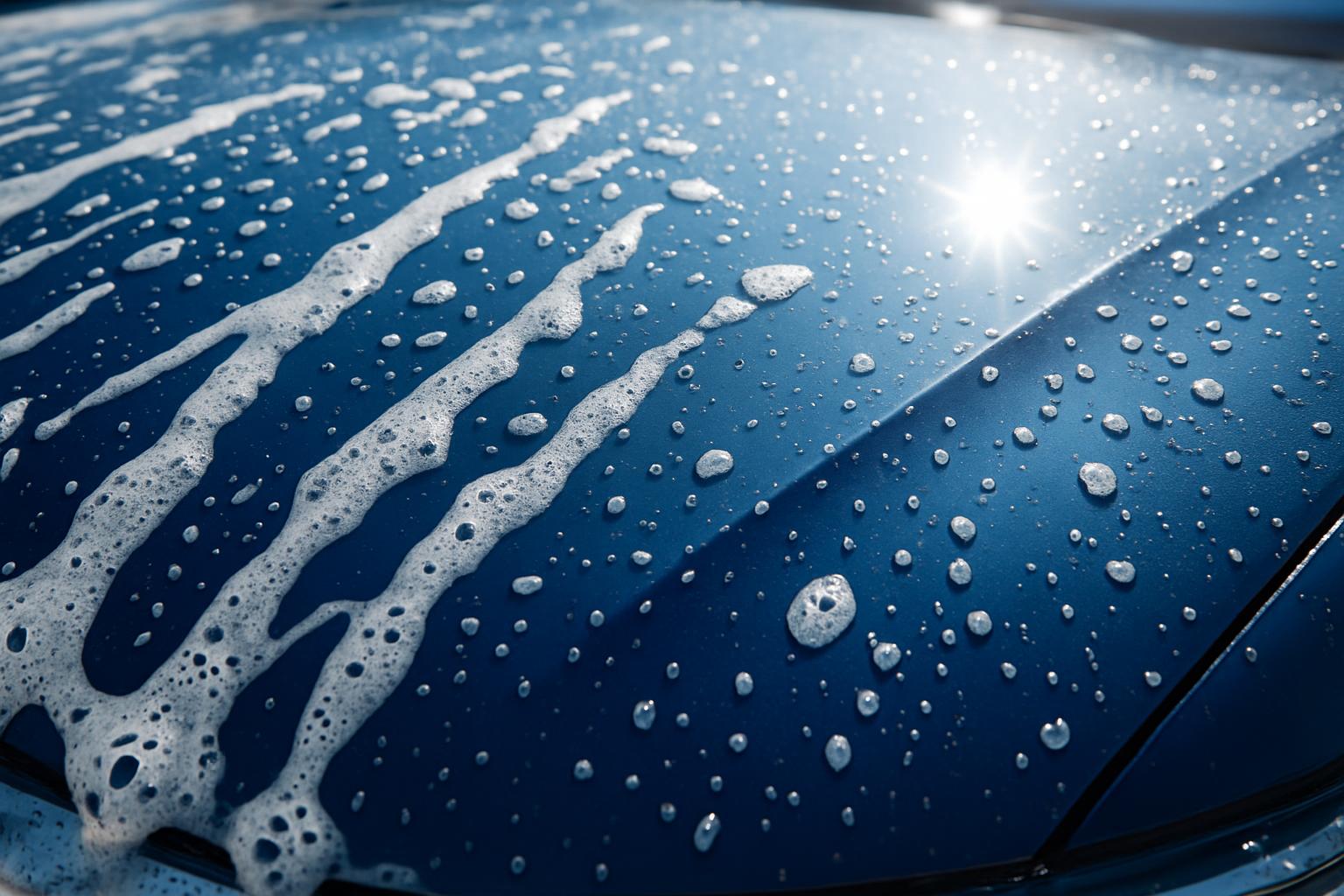 Hand washing car exterior